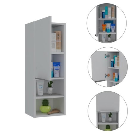 TUHOME Mila Bathroom Cabinet, Two Internal Shelves, Two External Shelves, Single Door, White MLB3931